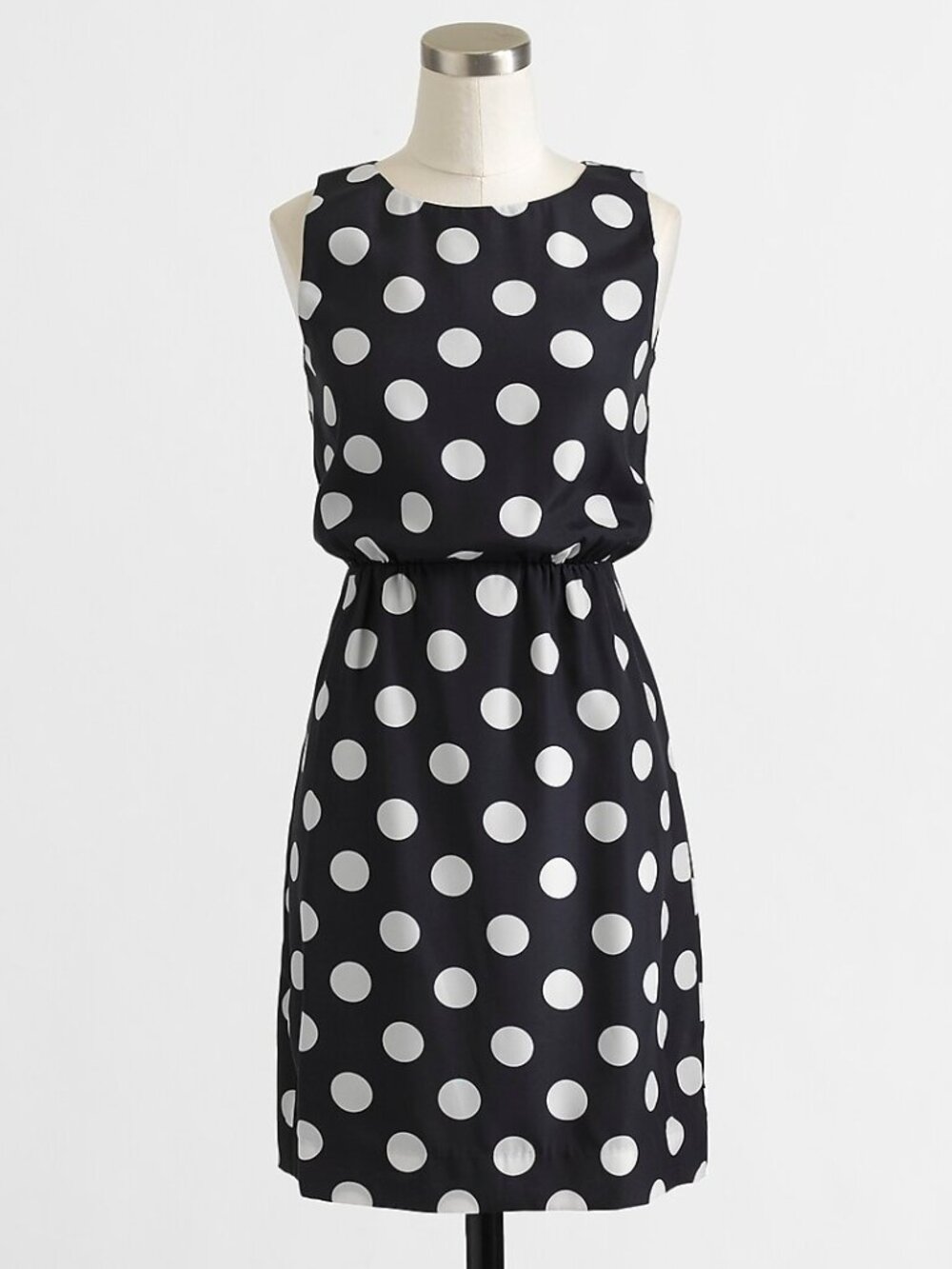 J Crew Printed Sundress - Navy And Ivory Polka Dot circa 2013
